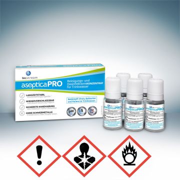 biostream® asepticaPRO 5x10 ml - Mobile Trinkwasserdesinfektion für Reisemobile und Boote